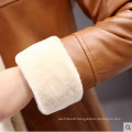 Women′s Lamb Leather and Shearling Coat Long Style